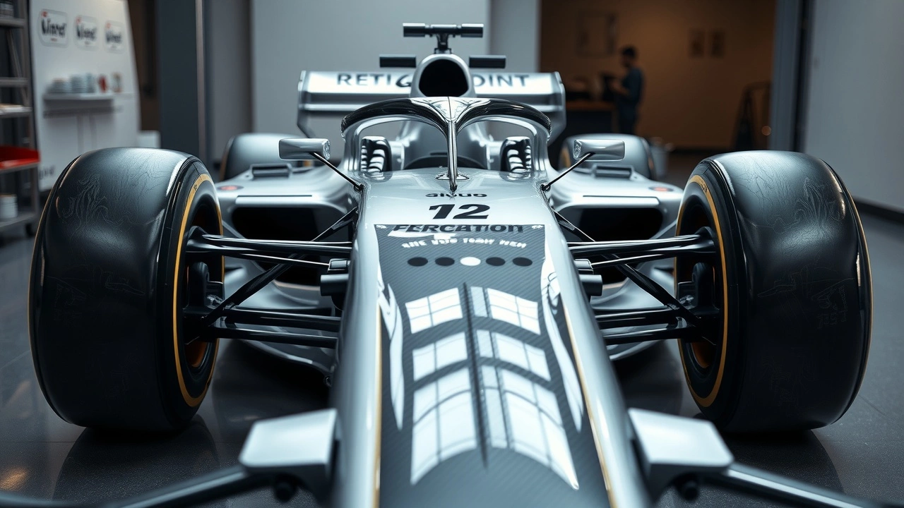 voiture de Formule 1 avec technologies de réduction de carbone