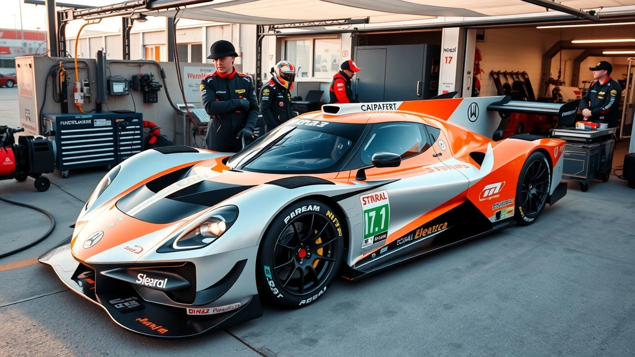 voiture de course fonctionnant à lenergie renouvelable dans un paddock