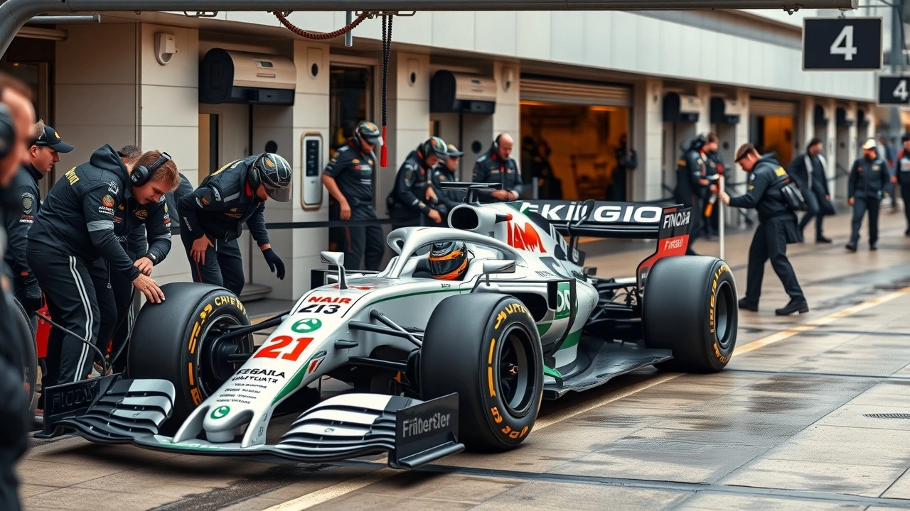équipe de Formule 1 effectuant un arrêt au stand