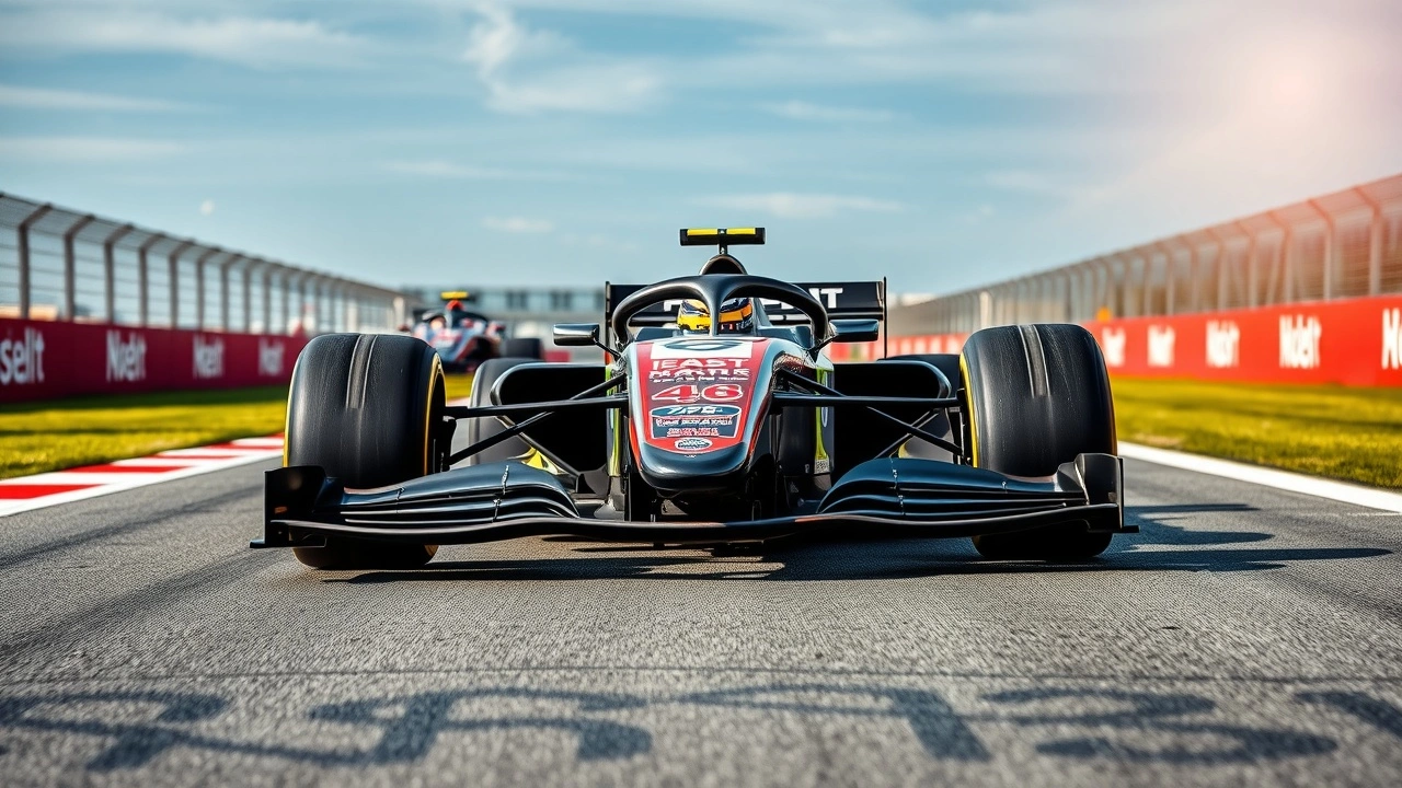 voiture de Formule 1 sur circuit mettant l'accent sur les pneus