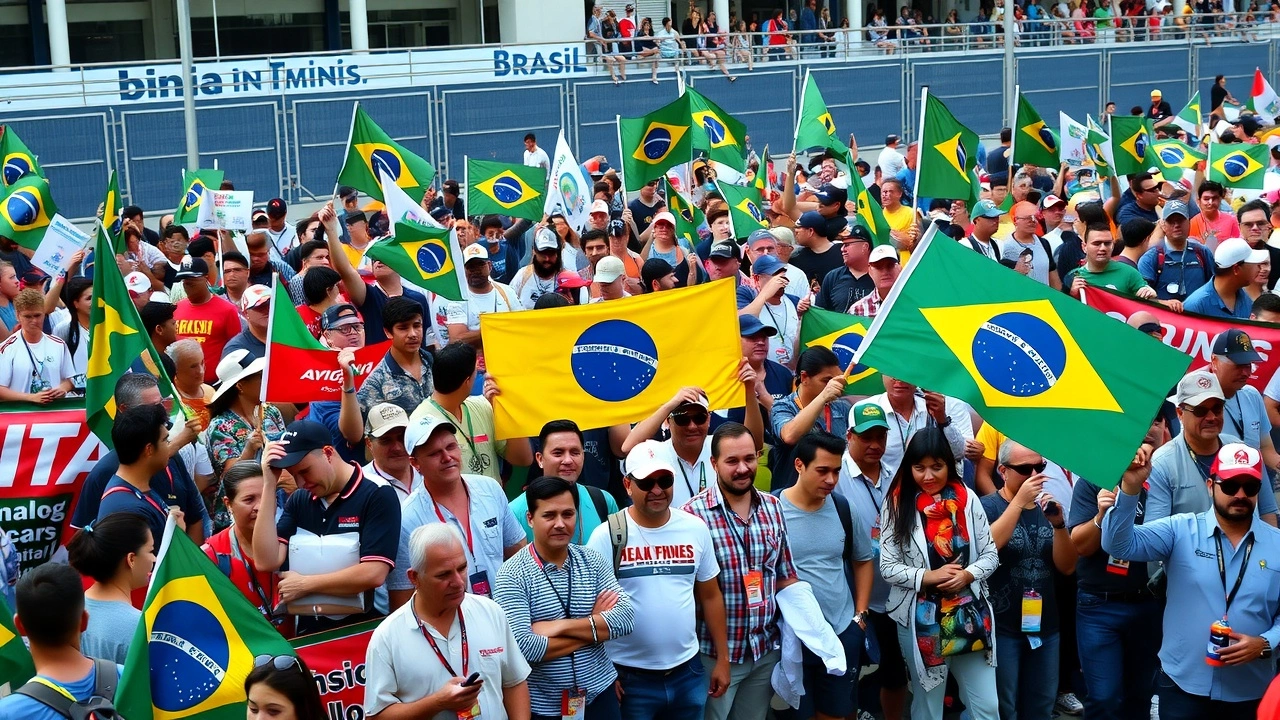 groupe de personnes rassemblées à Interlagos pour Ayrton Senna