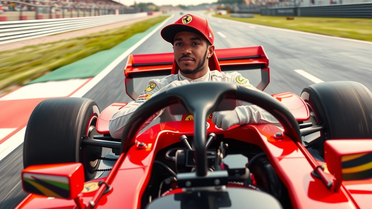 Lewis Hamilton en Ferrari sur un circuit de Formule 1