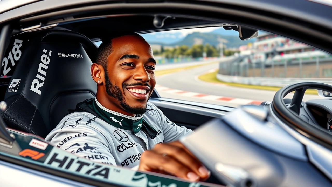 Lewis Hamilton dans sa voiture de course au Grand Prix 2025