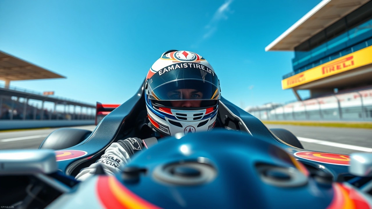pilote de Formule 1 sur une voiture de course