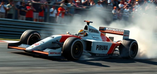 Une illustration du style de conduite audacieux d'Ayrton Senna sur un circuit de course.