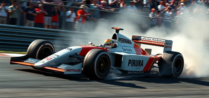 Une illustration du style de conduite audacieux d'Ayrton Senna sur un circuit de course.