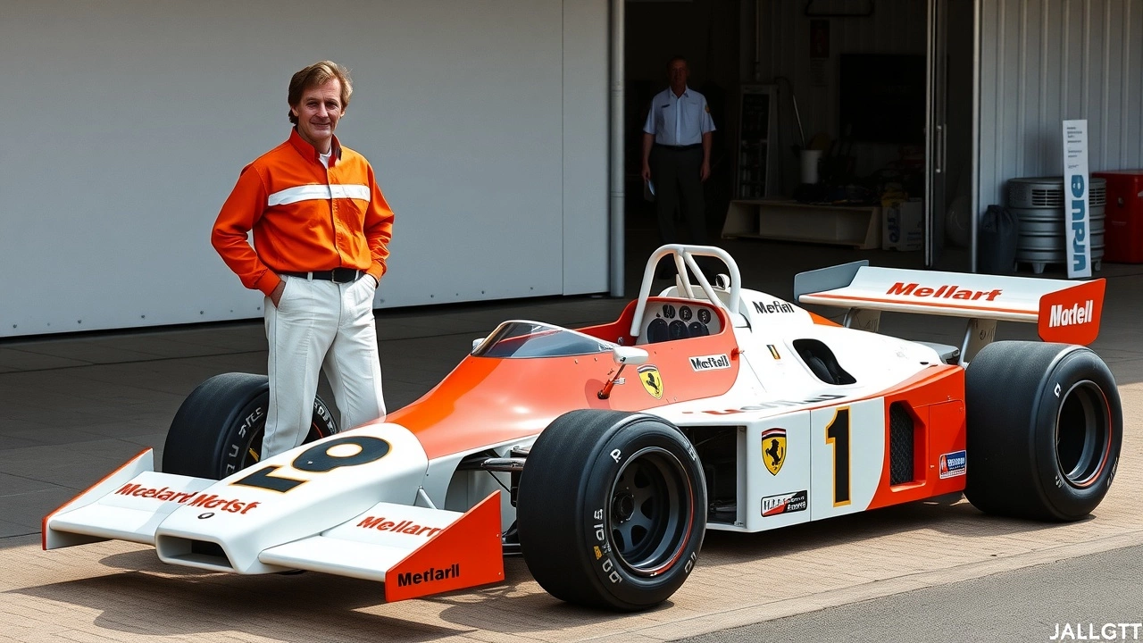 Alain Prost et la McLaren M29 lors d'une célébration