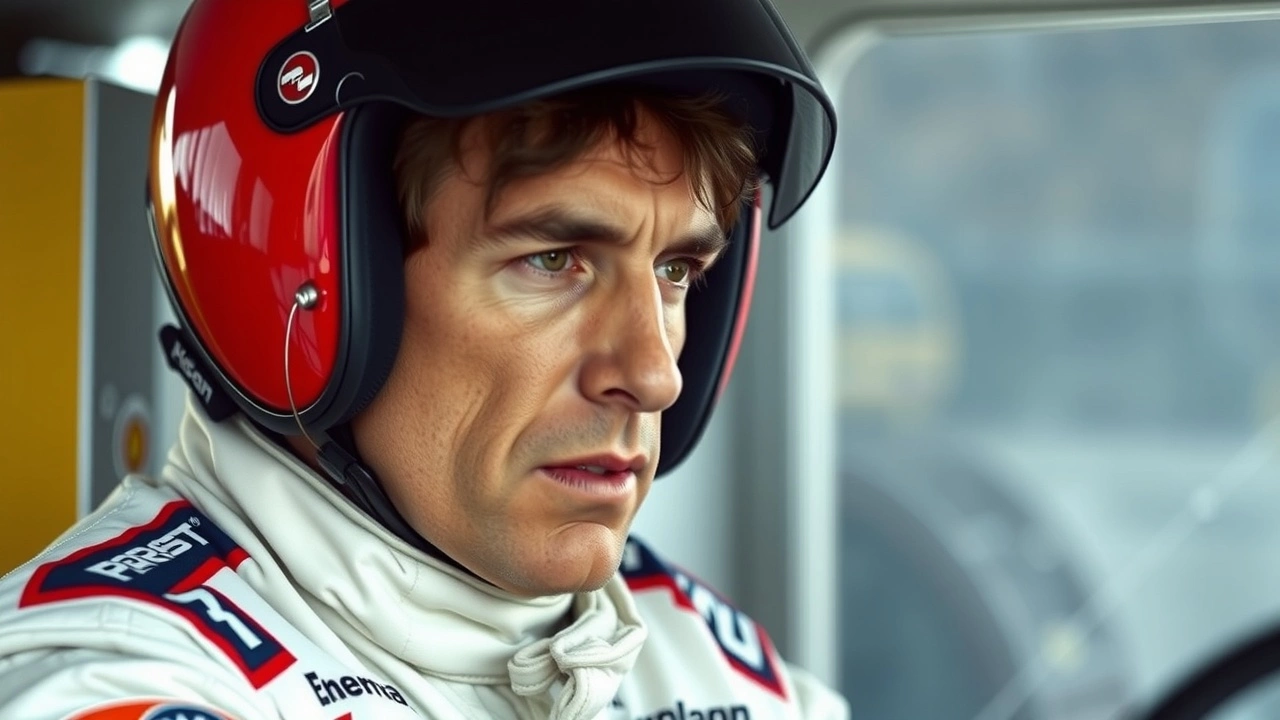 Alain Prost en combinaison de course lors d'un moment clé