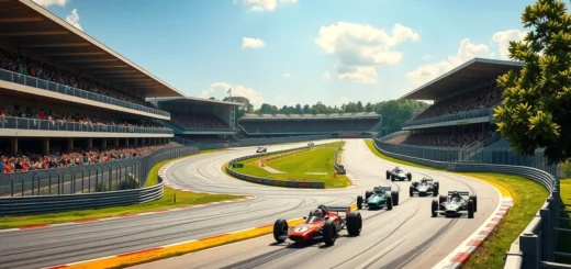 Une représentation photoréaliste du circuit de Monza montrant son impact historique sur la Formule 1.