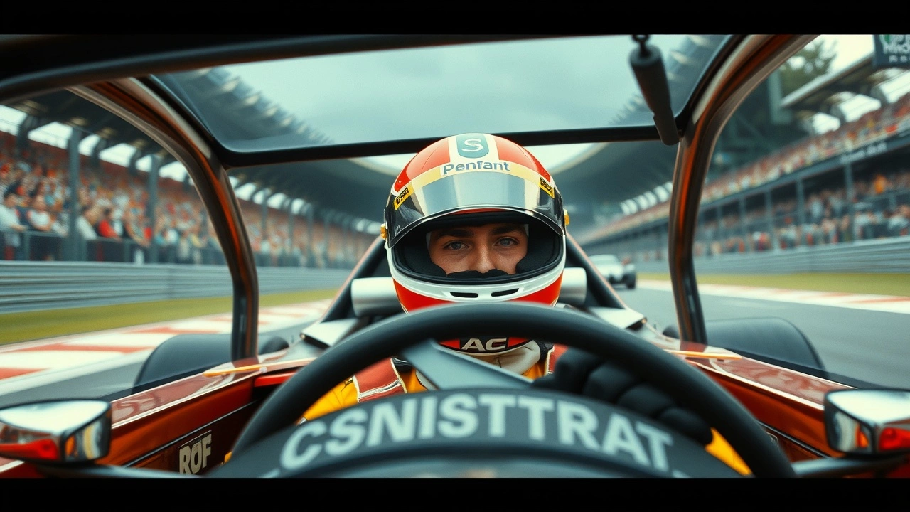 Alain Prost en voiture de course durant une course de Formule 1