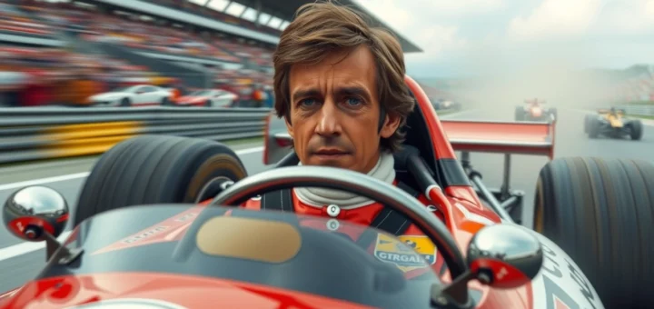 Alain Prost, pilote de Formule 1 légendaire, en pleine course