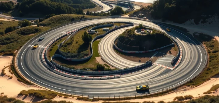 Une image photorealiste du circuit de Zandvoort, montrant ses caractéristiques uniques et ses défis.