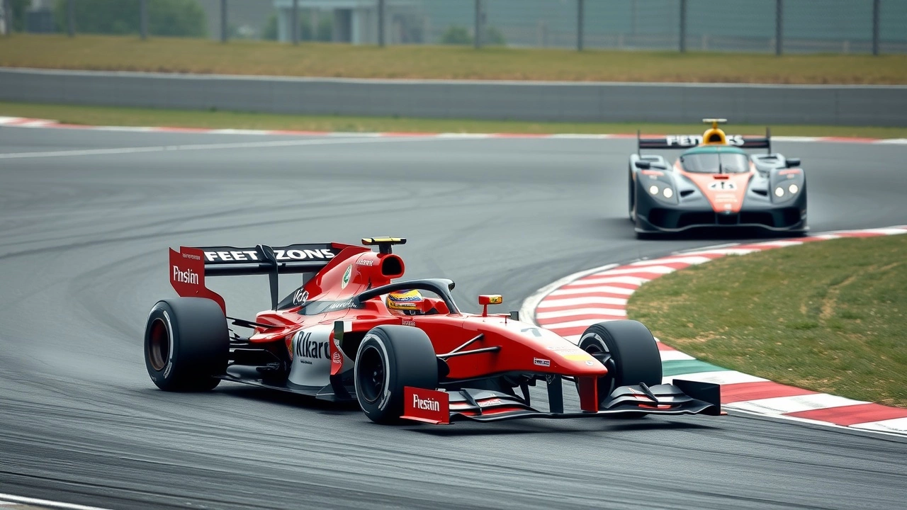 deux voitures de course en compétition sur un circuit