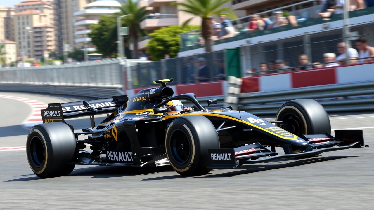 Nicolas Prost conduisant la Renault F1 RE40 au Grand Prix de Monaco