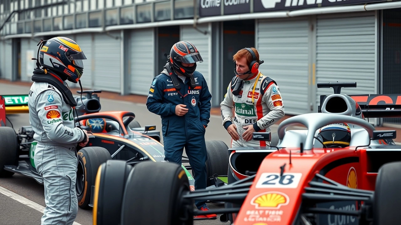 pilotes discuttent des strategies au circuit de Zandvoort