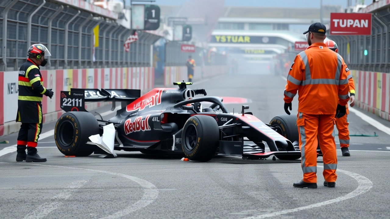 accident de Jules Bianchi à Suzuka avec voiture endommagée