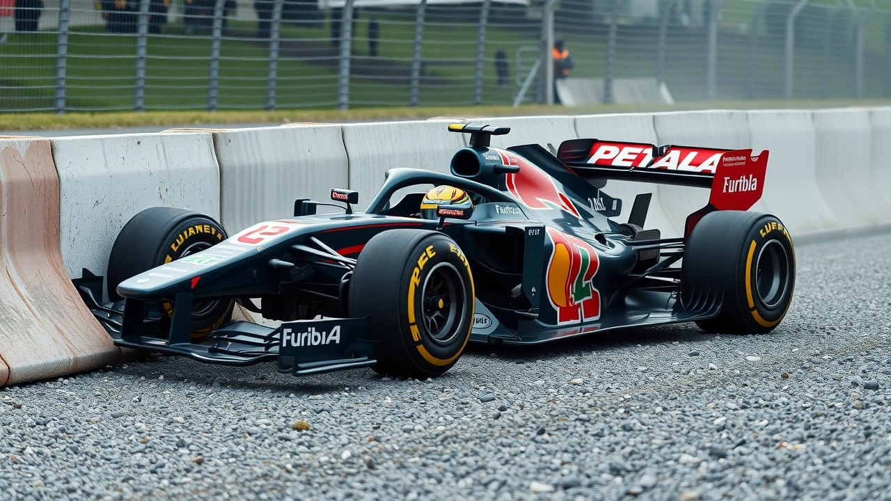 voiture de formule 1 accidentee dans un circuit