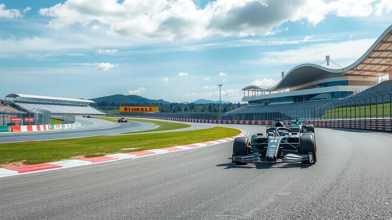 vue de la piste de Suzuka avec une voiture de F1