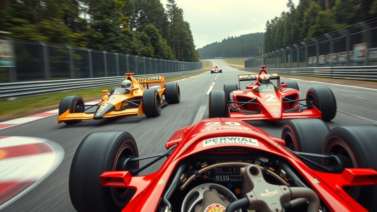 Alain Prost et Ayrton Senna en course de F1
