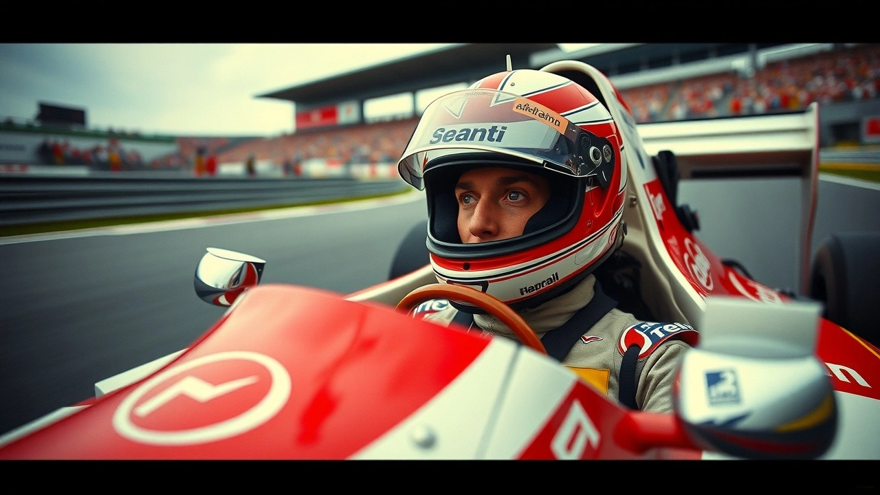 Alain Prost dans sa voiture de course en Formule 1
