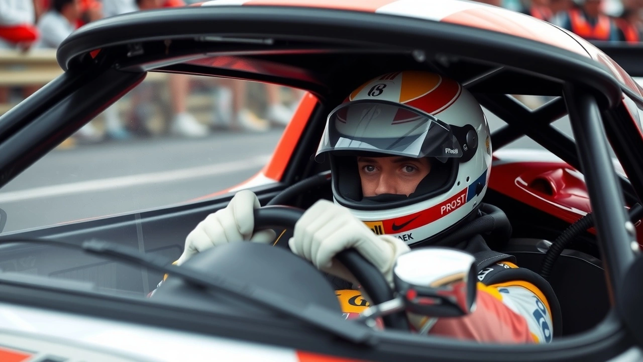 Alain Prost en course commettant une erreur significative