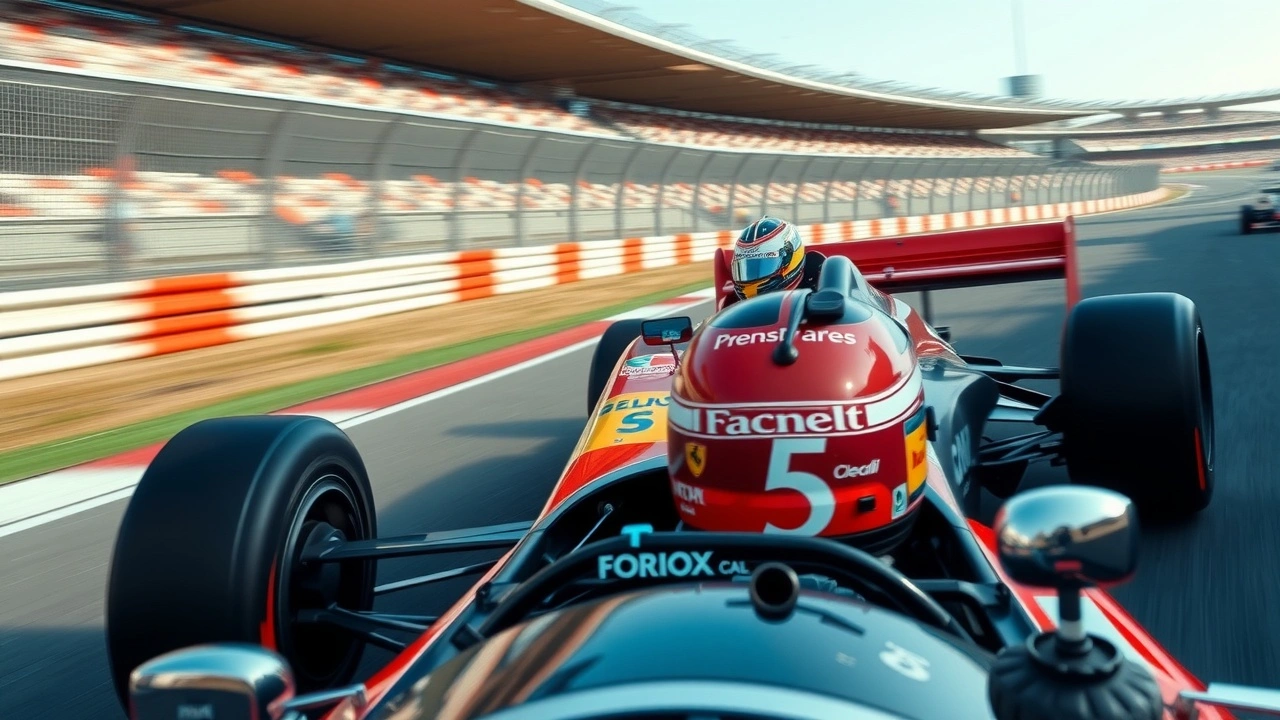 Alain Prost dans une voiture de Formule 1 en course