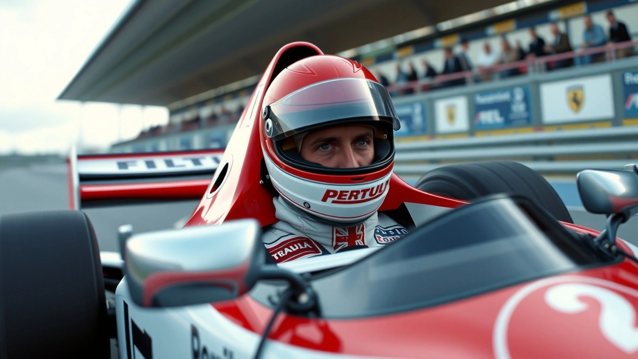 Alain Prost dans sa voiture de Formule 1 en course