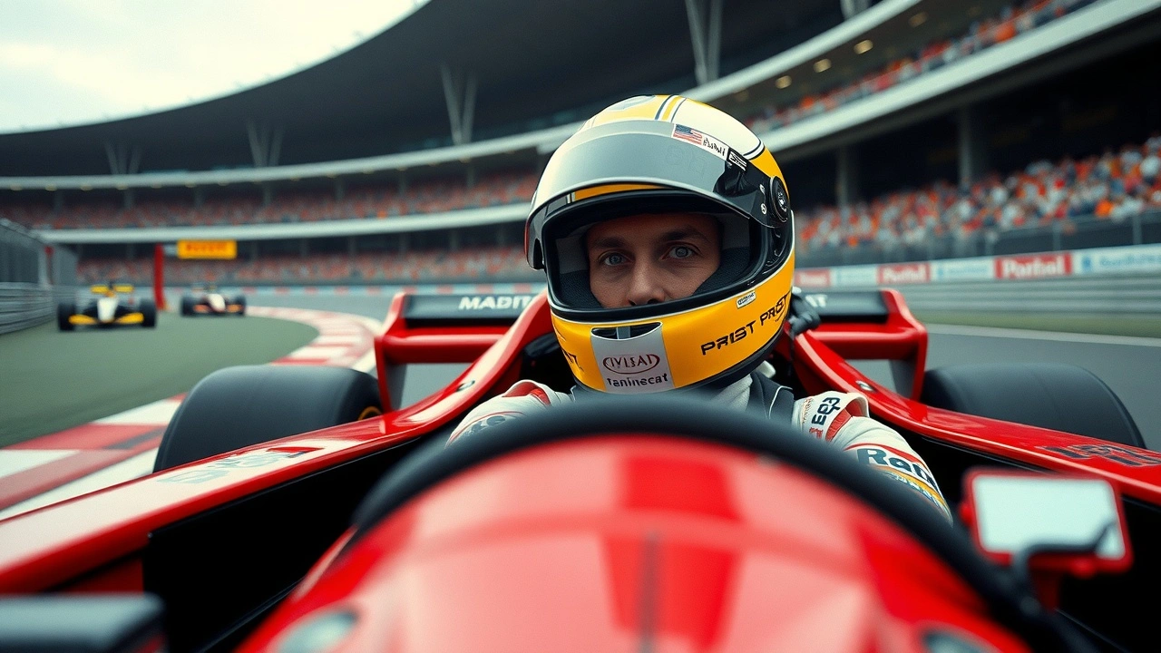 Alain Prost dans une voiture de Formule 1 en course