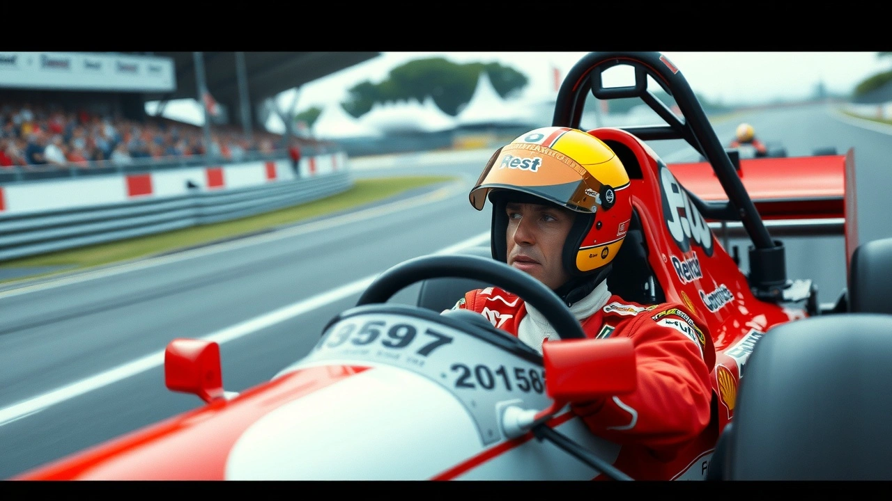 Alain Prost dans une voiture de Formule 1 en course