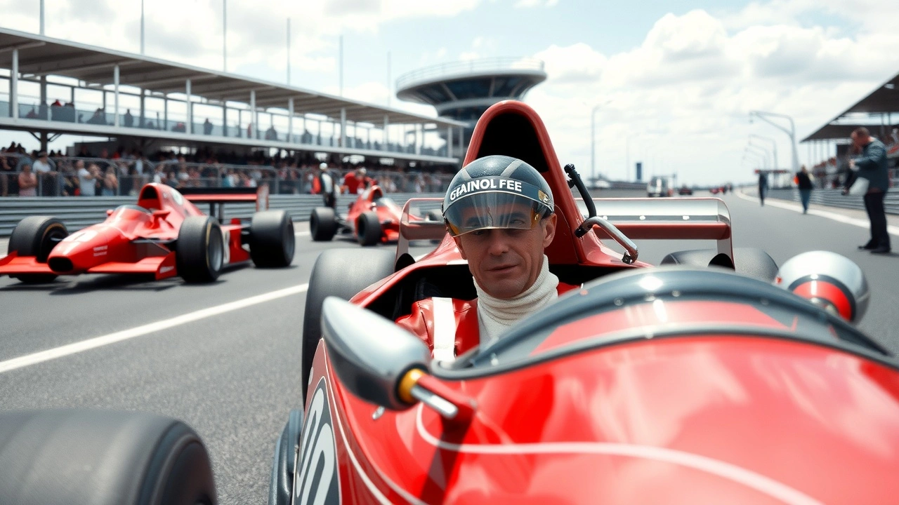 Alain Prost conduisant une voiture de Formule 1 au Circuit