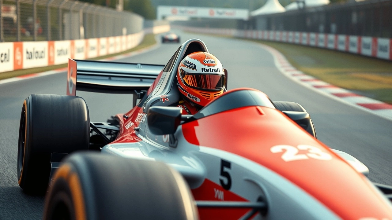 Alain Prost dans une voiture McLaren en course