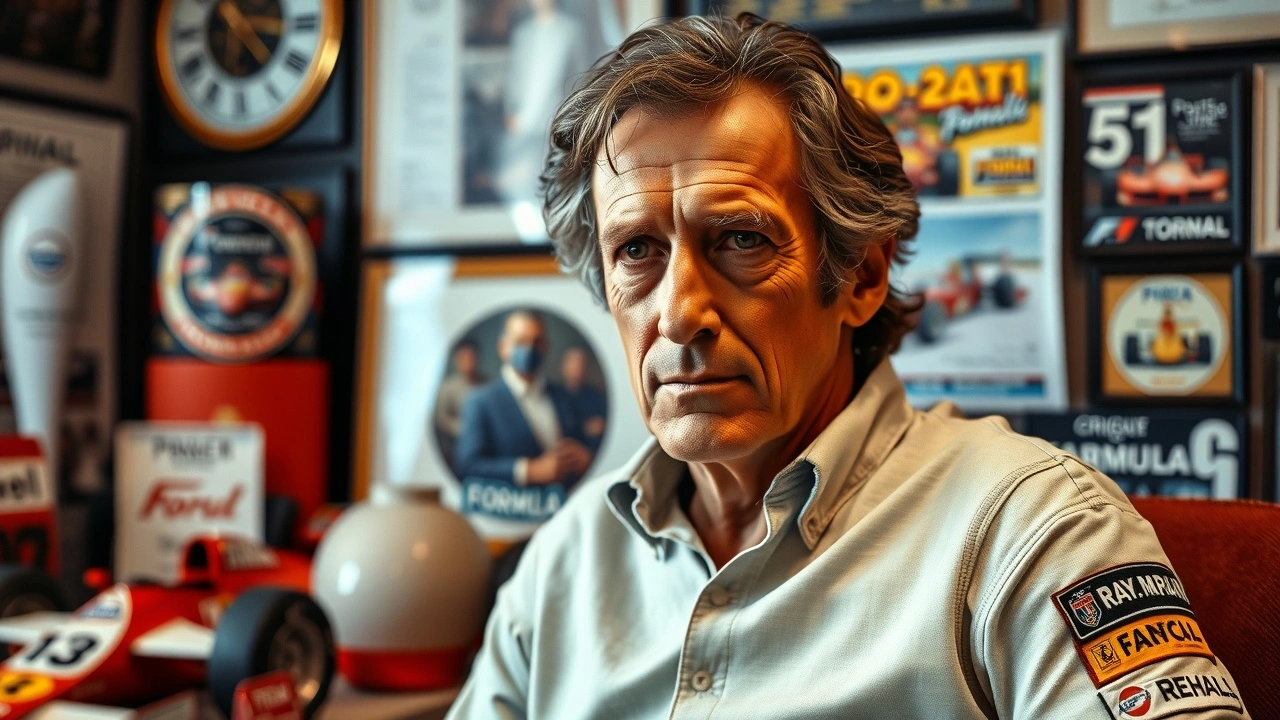 Alain Prost entouré de souvenirs de Formule 1