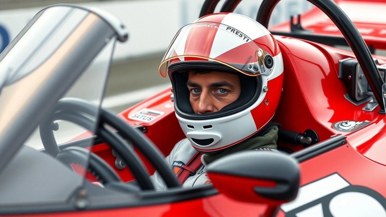 Alain Prost dans une voiture de course