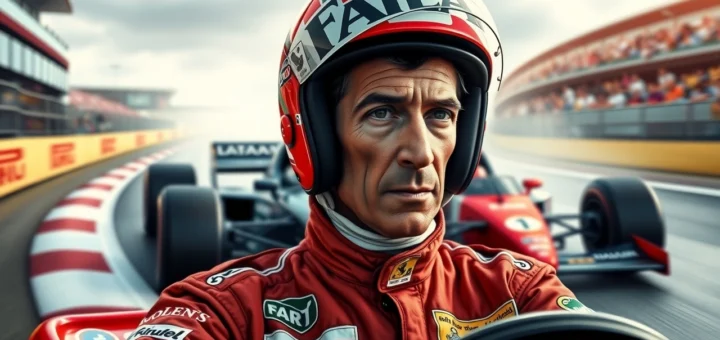 Alain Prost en action lors d'une course de F1, illustrant son habileté et sa passion pour le sport automobile.