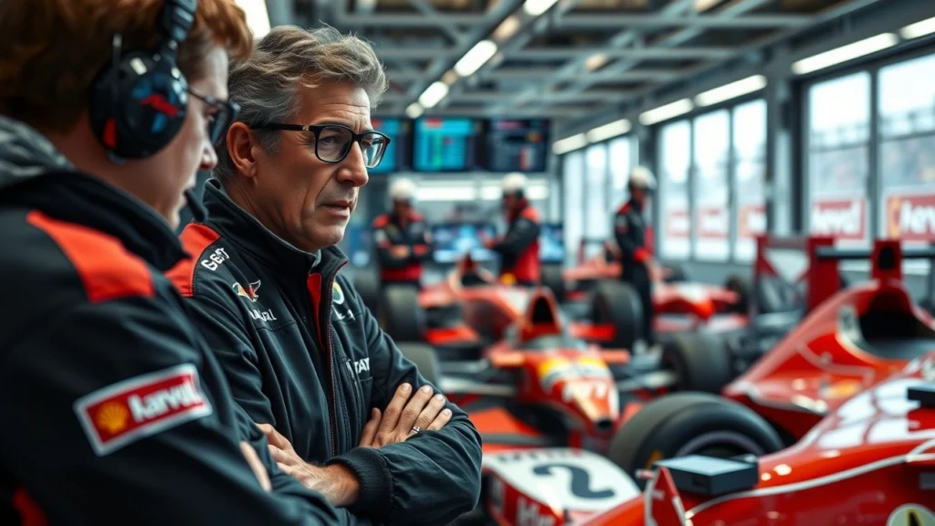 Alain Prost discute avec des membres de l'équipe F1 sur le rôle des pilotes de réserve.