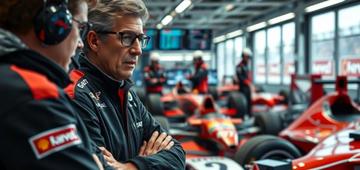 Alain Prost discute avec des membres de l'équipe F1 sur le rôle des pilotes de réserve.