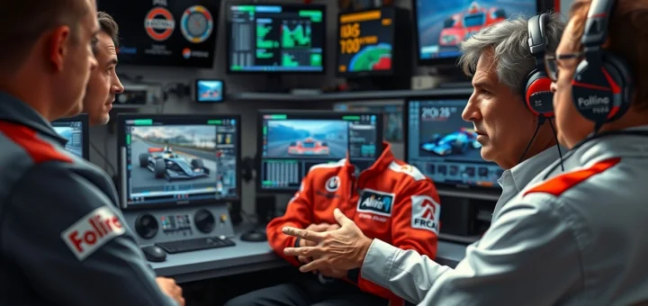 Alain Prost discutant avec l'équipe Alpine sur la gestion de Oscar Piastri.