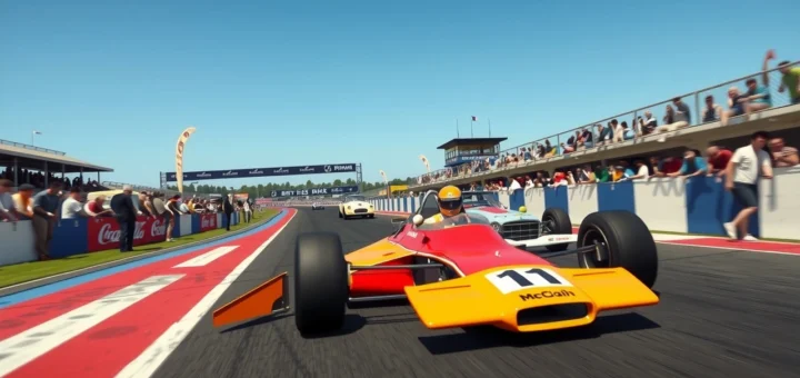 Alain Prost conduisant une McLaren historique au Grand Prix de France Historique 2025.