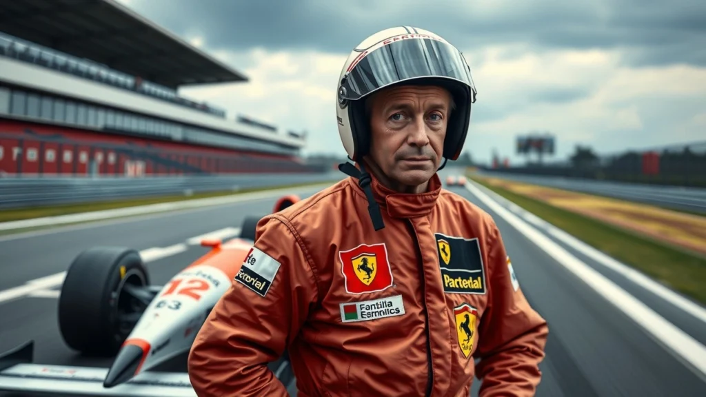 Alain Prost, un pilote légendaire de la Formule 1, symbolisant ses contributions à la sécurité en course.