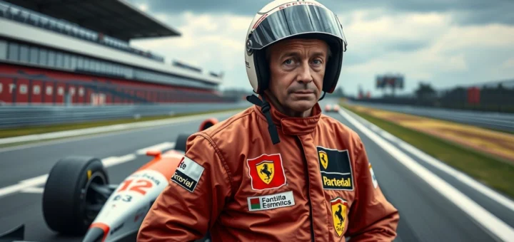 Alain Prost, un pilote légendaire de la Formule 1, symbolisant ses contributions à la sécurité en course.