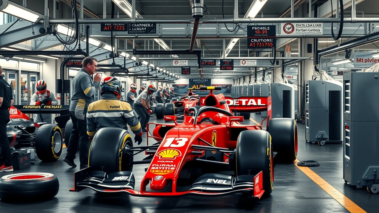 arrêt au stand d'une voiture de Formule 1