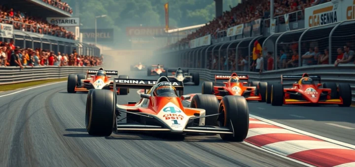 Une scène de compétition de Formule 1 illustrant l'esprit de victoire selon Ayrton Senna.