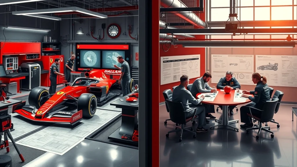 Un atelier Ferrari avec la SF-25 en développement et une réunion stratégique pour 2026.