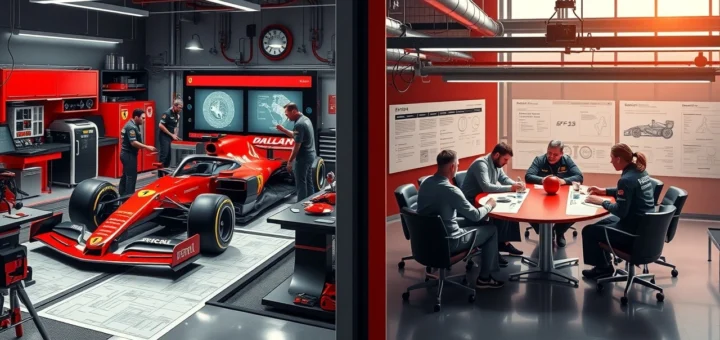 Un atelier Ferrari avec la SF-25 en développement et une réunion stratégique pour 2026.