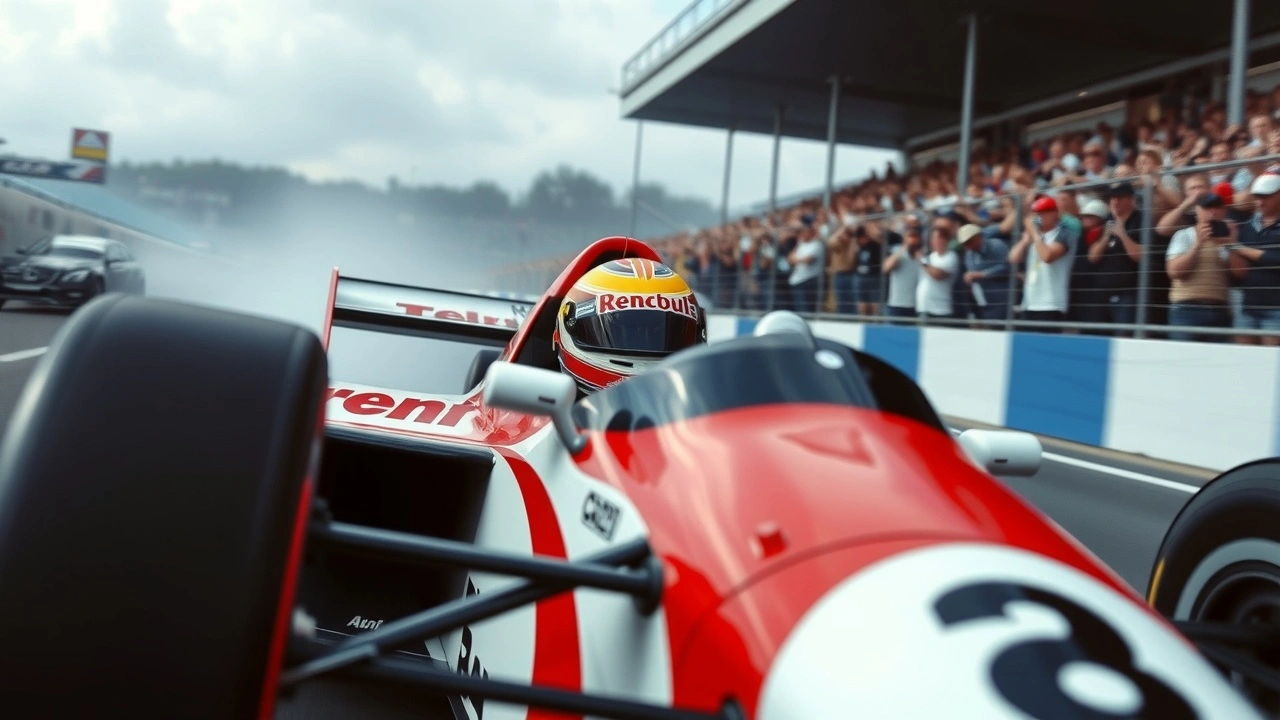 A photograph de Ayrton Senna en course de Formule 1