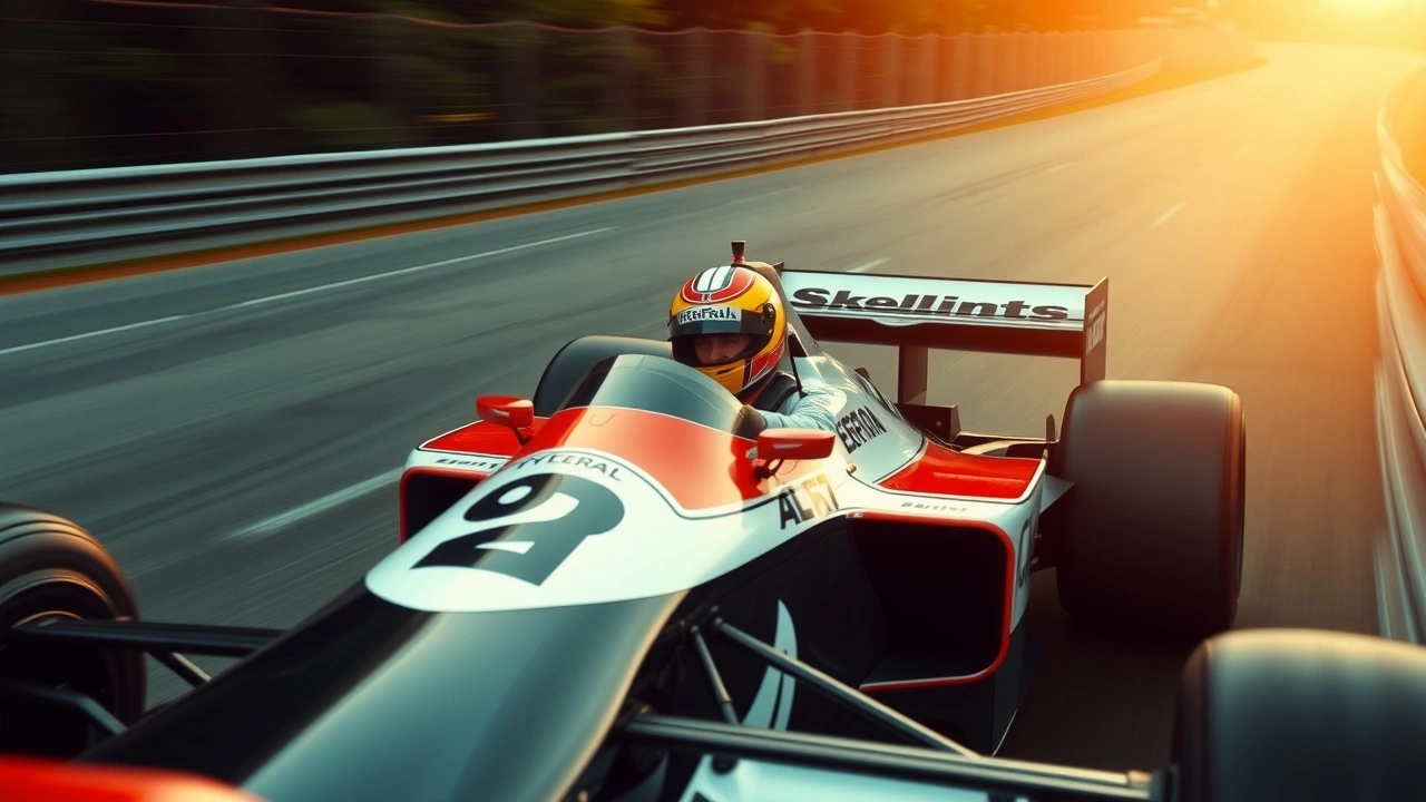 Ayrton Senna en course dans une voiture de F1