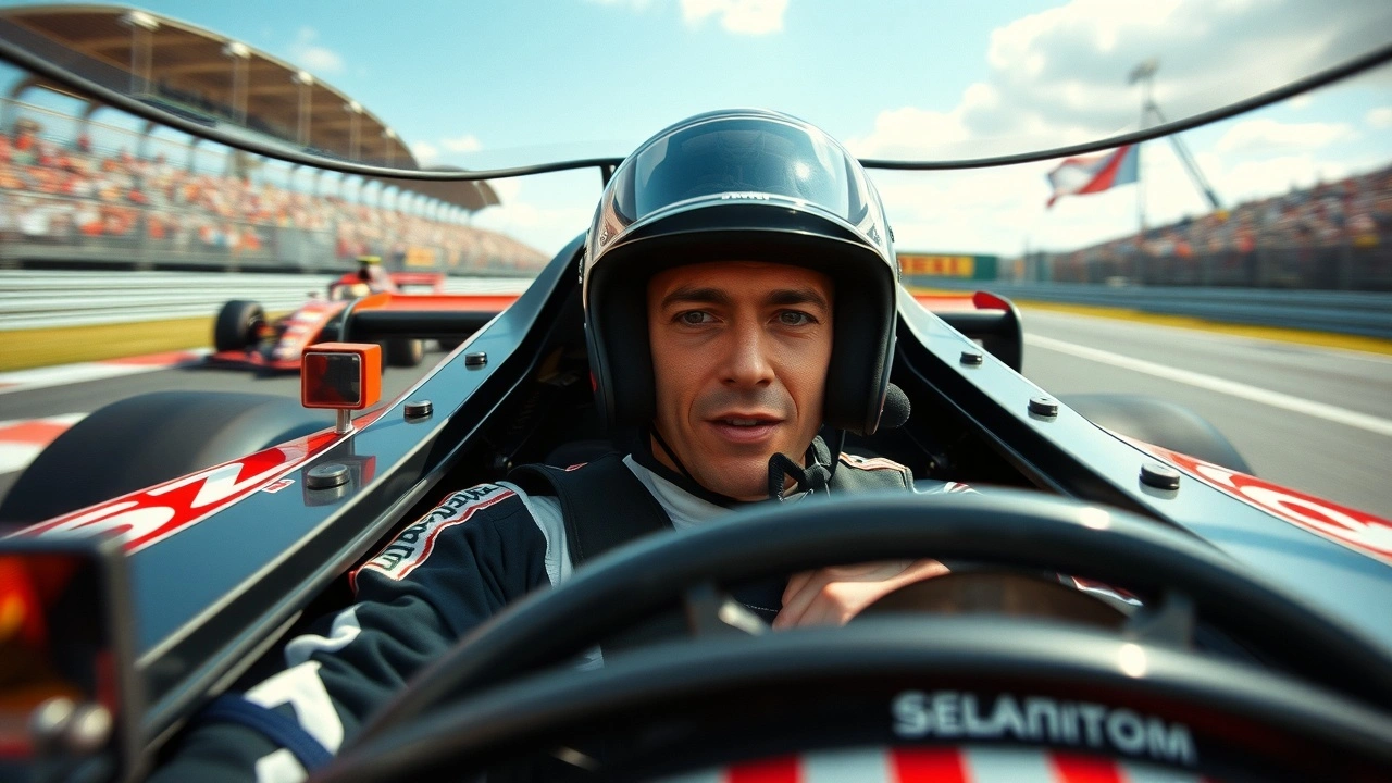 Ayrton Senna dans une voiture de course en F1