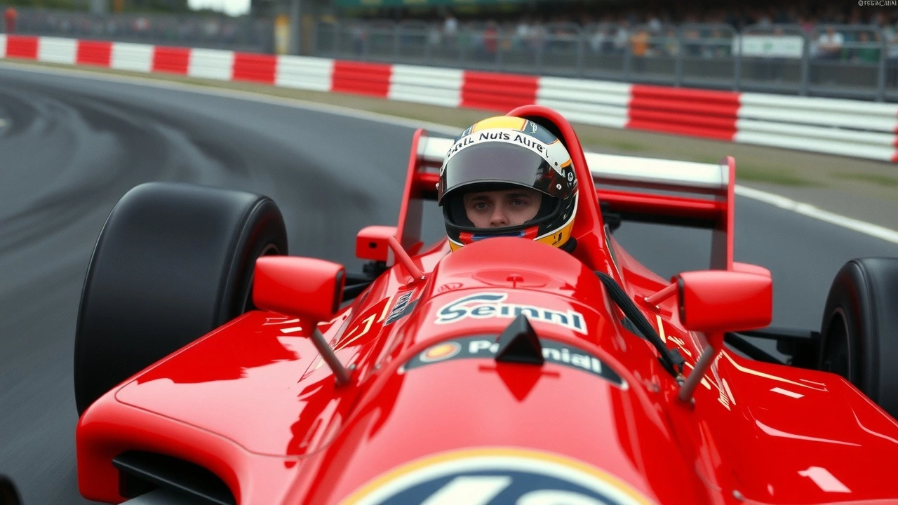 Ayrton Senna en course dans une voiture de Formule 1