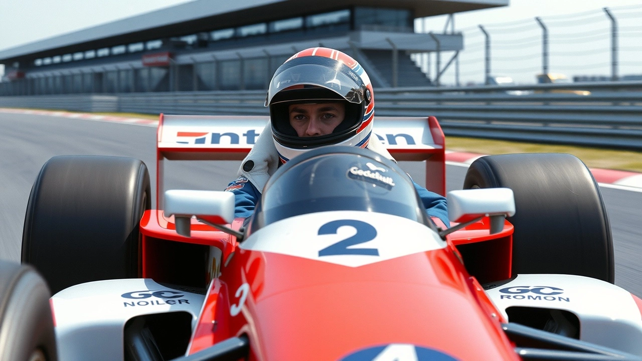 Ayrton Senna conduisant une F1 en pleine vitesse