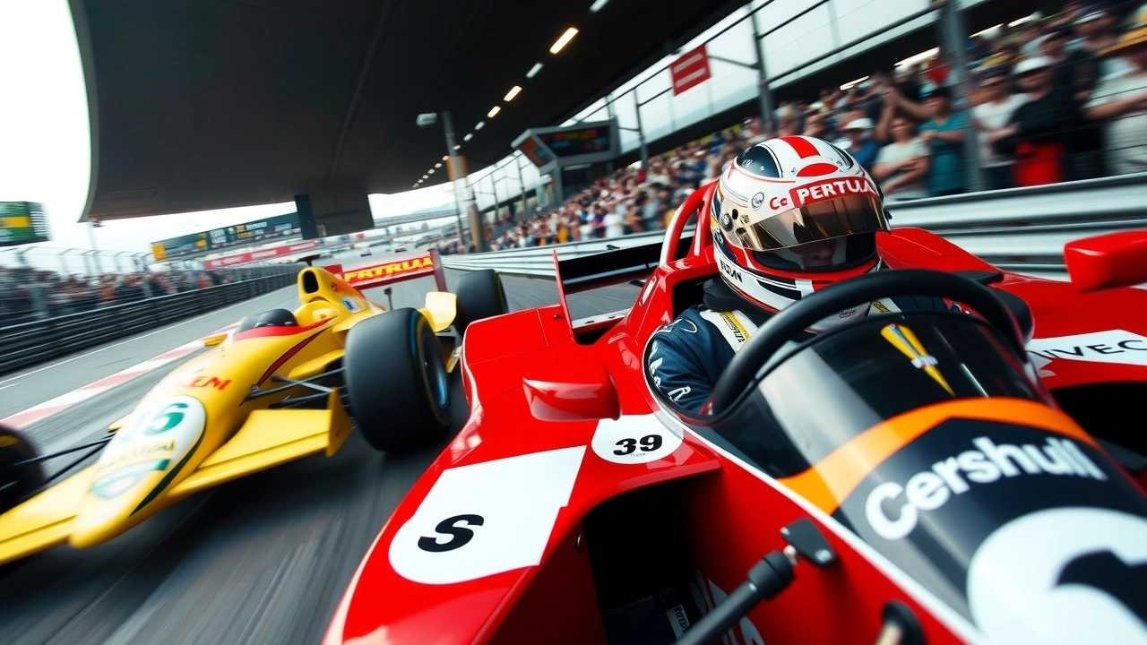 Ayrton Senna et Fernando Alonso en course